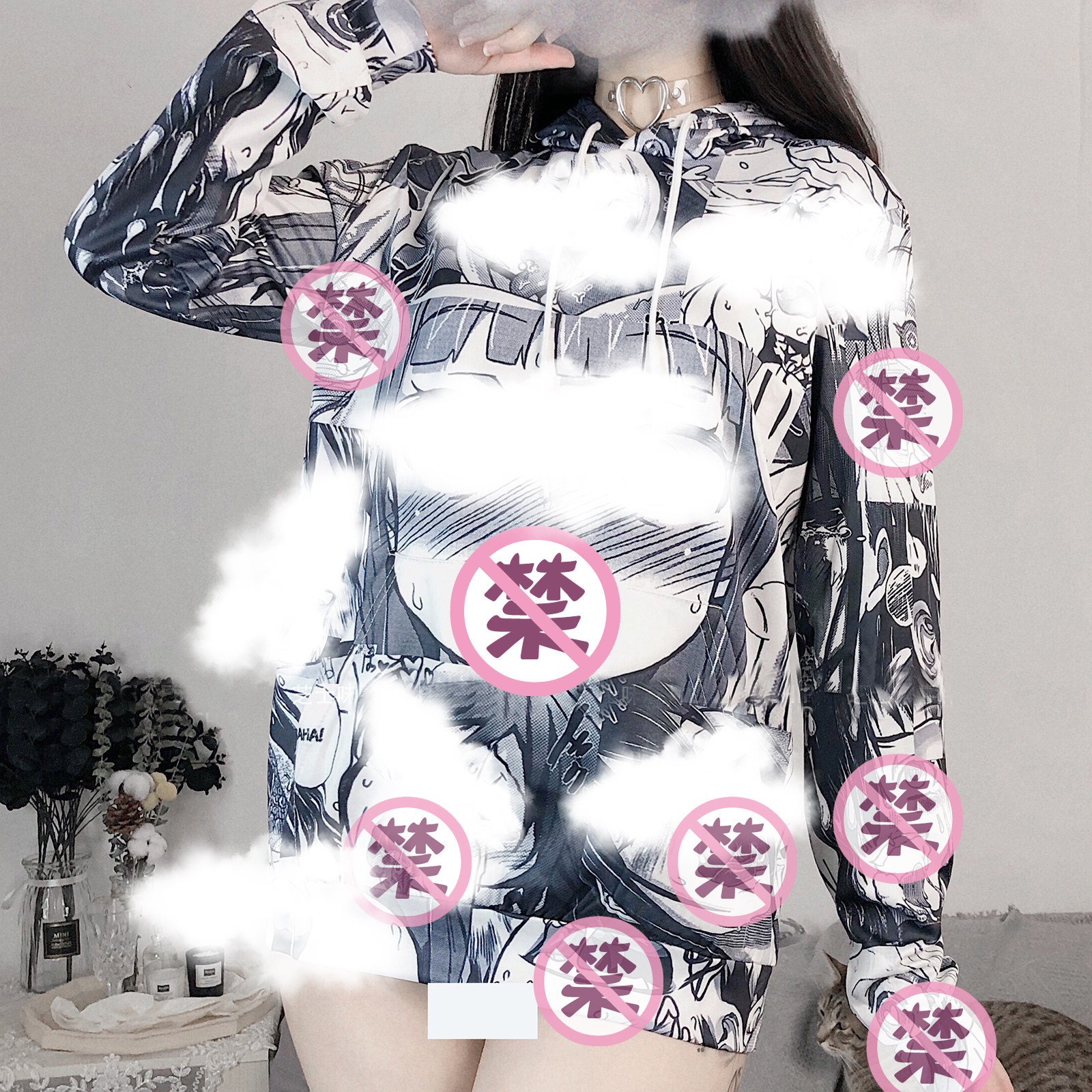 ahegao阿嘿颜表情二次元过膝袜动漫肥仔攻速暴击长筒袜洛丽塔伪娘,淘宝优惠券,粉丝福利购,淘宝优惠卷