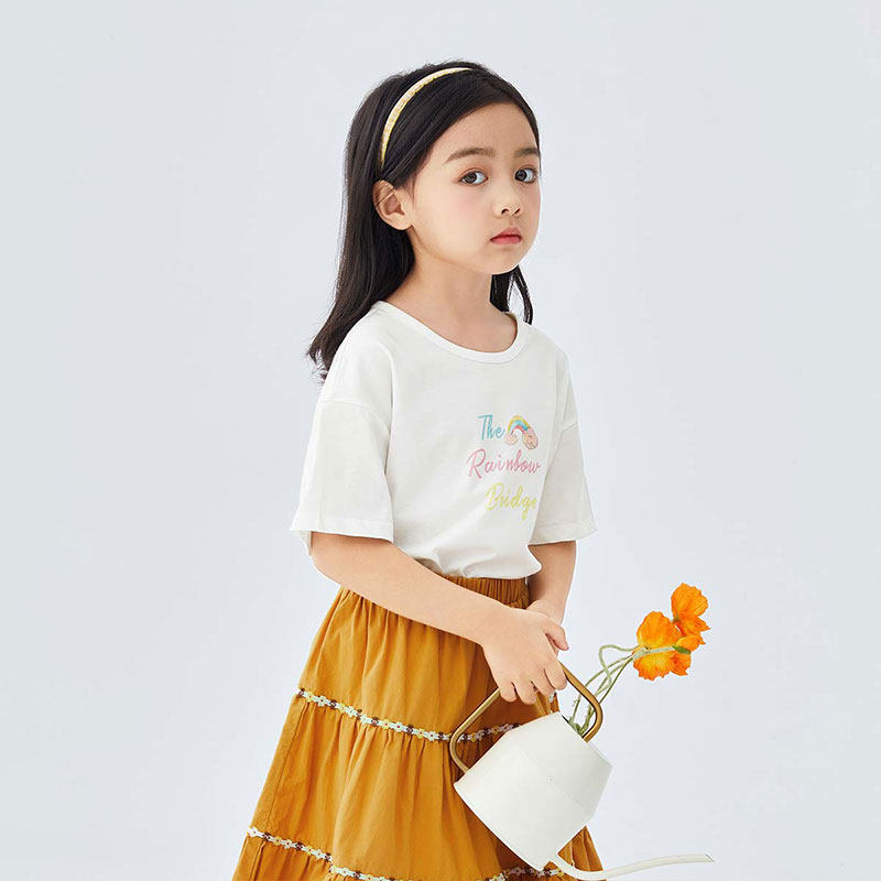 茵曼童装女童紫色黑科技抗菌t恤 茵曼致汇T恤