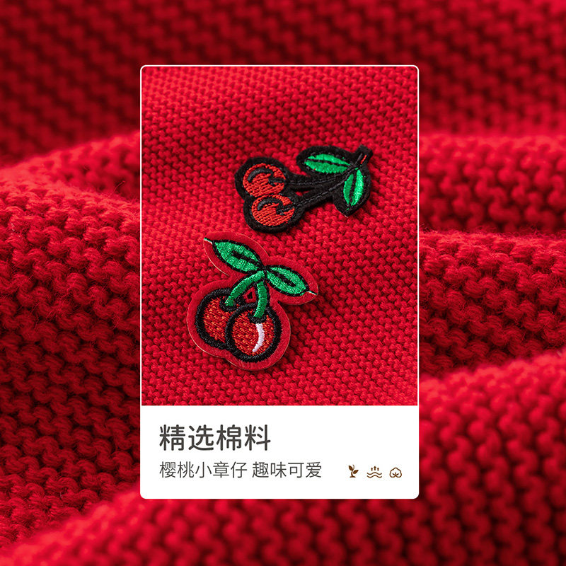 茵曼童装女童红色打底儿童针织毛衣 茵曼致汇毛衣/针织衫