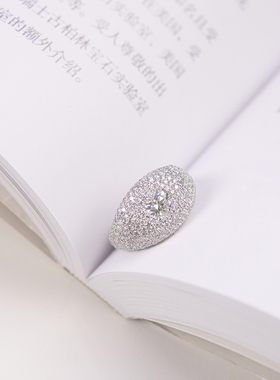 爱心钻石戒指镶满钻复古简约18k金高级感珠宝珠宝定制镶嵌