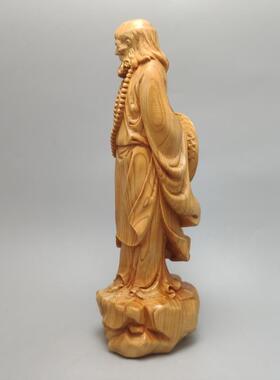 实木雕刻中式圆雕崖柏木达摩祖师
