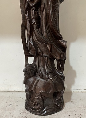 沉香木如意观音菩萨摆件 实木雕刻家居客厅吉祥装饰品木质工艺品