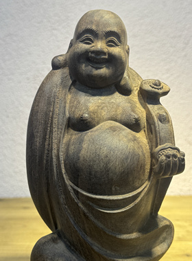 沉香木雕如意笑佛像摆件实木大肚弥勒佛家居客厅装饰红木工艺礼品