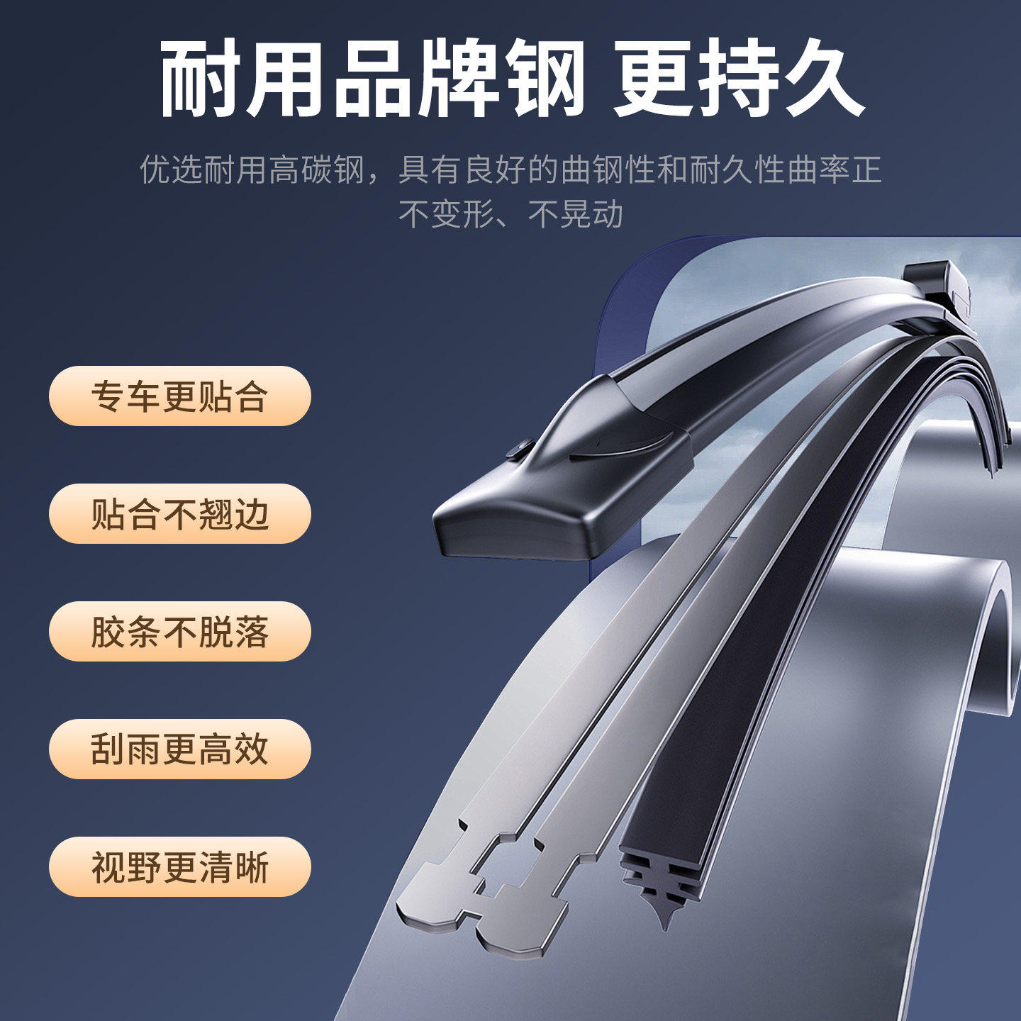 适用于吉利星愿雨刮器原车尺寸静音前窗汽车无骨雨刷片胶条