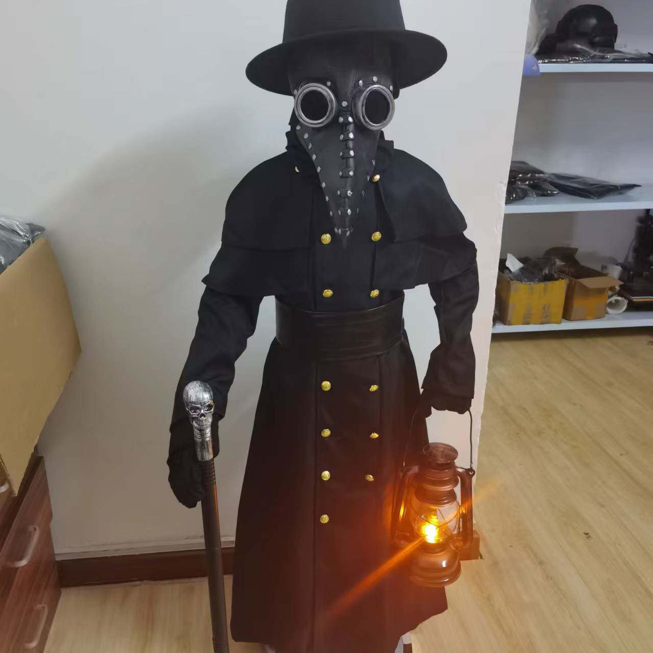 万圣节儿童服装 瘟疫医生cos服衣服 乌鸦面具 鸟嘴医生演出服 - 图2