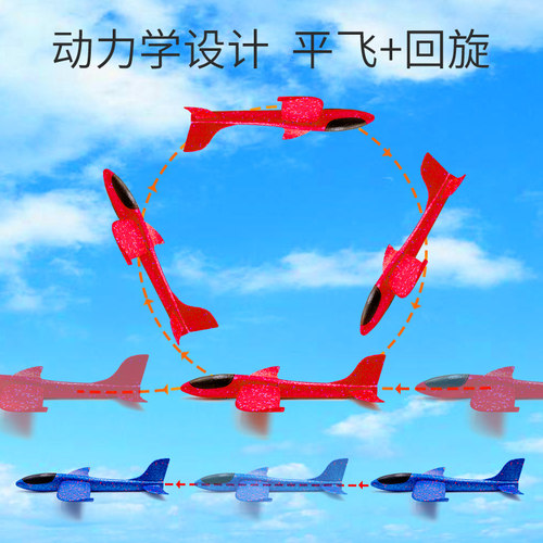发光手抛泡沫飞机玩具网红滑翔机模型户外儿童小飞机玩具批 发 - 图2