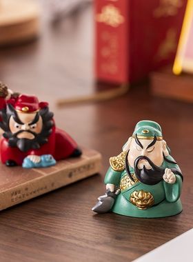 平安暴富钟馗关羽桌面小摆件办公室工位创意解压摆件礼物