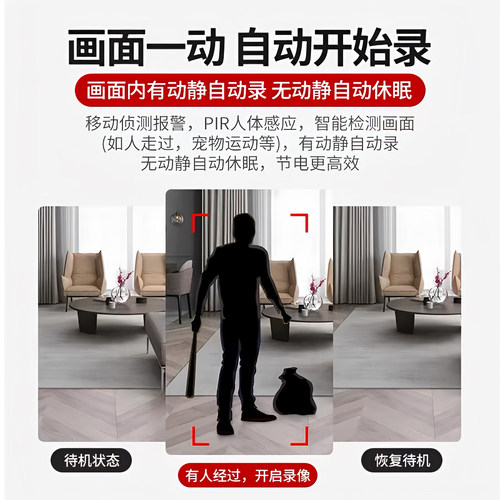 高清摄像头无线免插电手机远程监控器家用室内无需wifi网络摄影头 - 图2