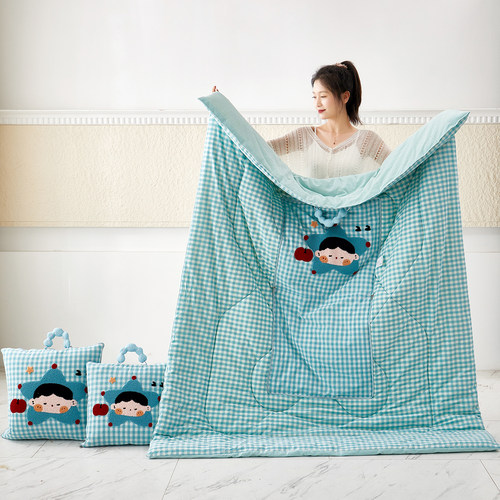 全棉 亲肤舒适 抱枕被子两用午睡二合一折叠车用沙发客厅靠枕毯子 - 图3