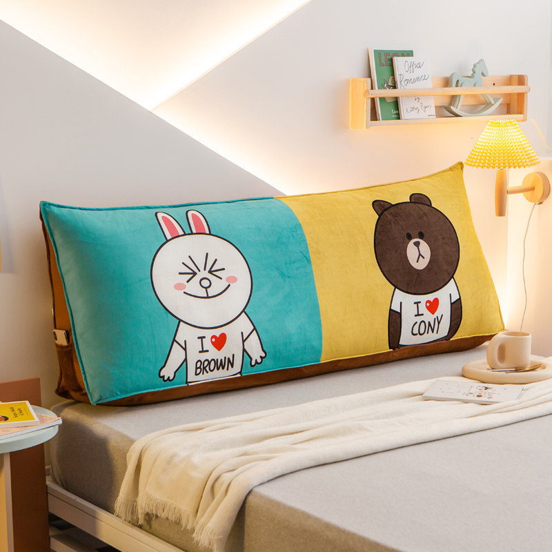 卡通床头靠垫大靠背可固定抱枕头 探路熊靠垫/抱枕