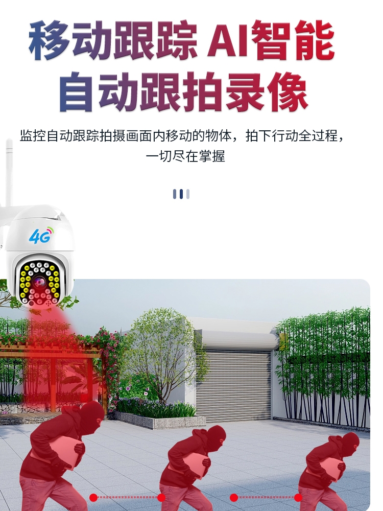 4G摄像头家用高清夜视室外无线监控器摄影插卡连手机远程无需网络-图3