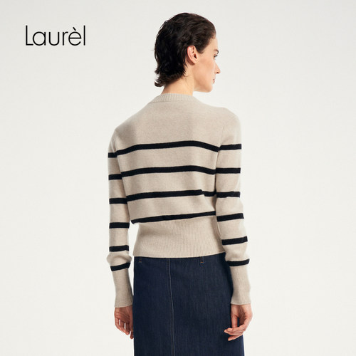 Laurel劳芮新款航海条纹针织外套LWD353M01700 - 图1