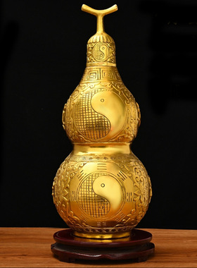 纯铜葫芦摆件大小号开口八卦铜葫芦家居玄关办公室工艺品开盖葫芦