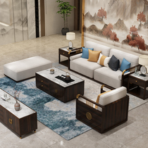 New Chinese full solid wood sofa light extravaganza with Guido white wax wood modern minimalist living-room full assembly customized furniture