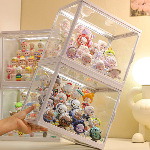 盲盒收纳展示架智能带灯适用泡泡玛特公仔玩偶手办娃娃展示盒痛柜 - 图2
