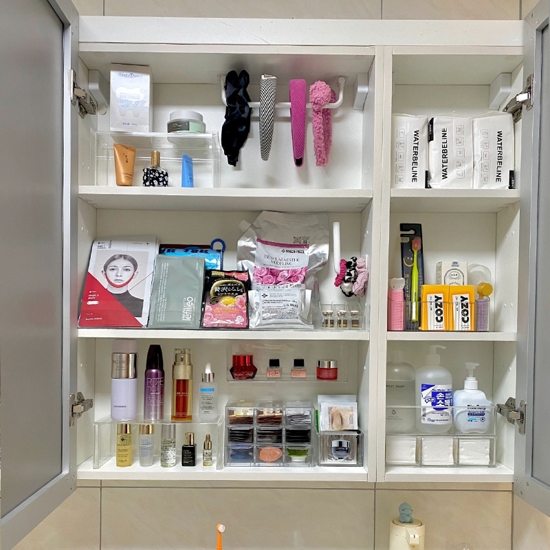 卫生间亚克力镜柜收纳盒化妆品置物架多层分格盒浴室台面整理神器