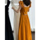 25 summer new French small flying sleeves fresh temperament scheming dress with hollow waist and slimming vest skirt