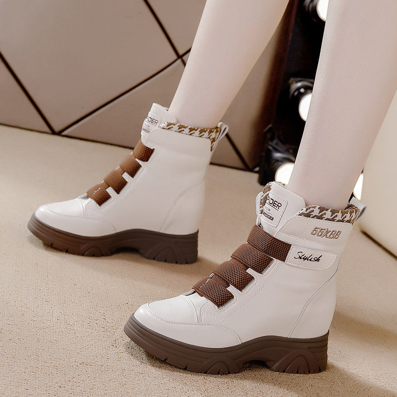 内增高女鞋真皮马丁靴2025年新款厚底显瘦中筒女靴魔术贴爆款短靴,淘宝优惠券,粉丝福利购,淘宝优惠卷