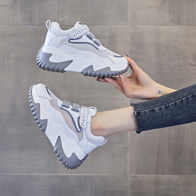 新款老爹鞋厚底内增高8厘米女鞋魔术贴显瘦百搭轻便透气网纱女鞋,淘宝优惠券,粉丝福利购,淘宝优惠卷