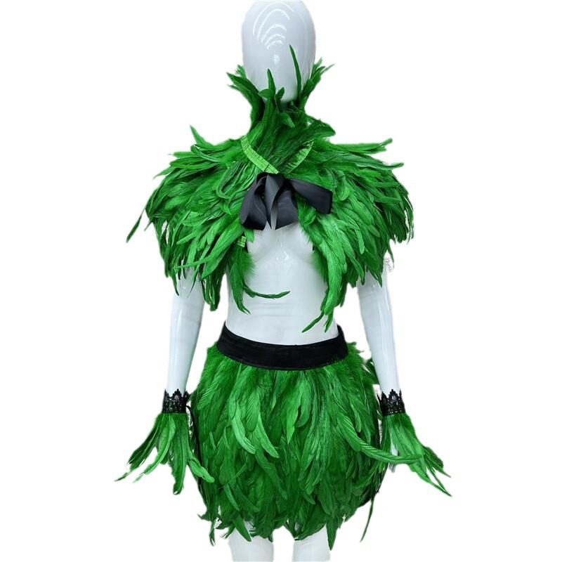 Easter Costume Feather Scarf Fake Collar Skirt Bracelet Set Masquerade Costume Clothing Accessories