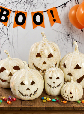 跨境新款万圣节树脂南瓜装饰 鬼节南瓜灯工艺品摆件 庭院家居装饰