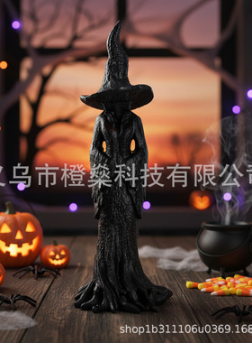 2025新款Cracker Barrel Witch 女巫雕像万圣节树脂摆件家居装饰