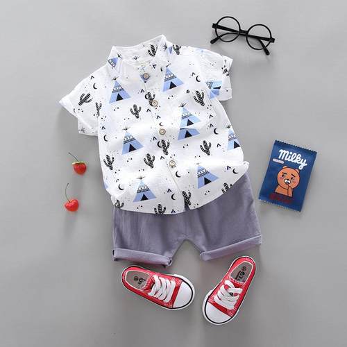 toddler bby boy summer shirt lef infnt boys clothes set - 图1