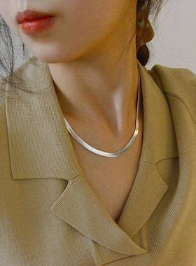 European and American titanium steel flat necklace跨境潮项链