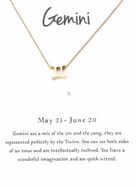 Zodiac women necklace alloy gold silver gift couple girls