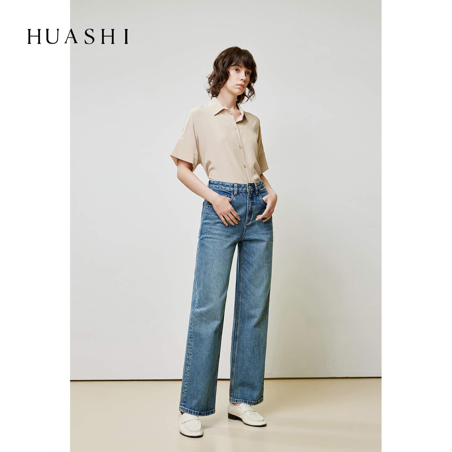 HUASHI/画式【土耳其御用面料】独特质感 复古洗水磨白牛仔裤001