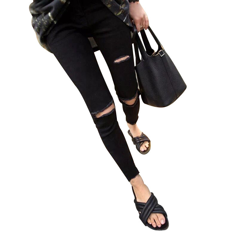 春装2020夏季破洞显瘦百搭小牛仔裤 仙稻人牛仔裤