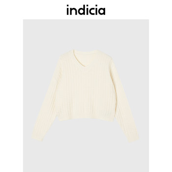 indicia 100% wool plaid ສີຂາວ sweater ຄໍ V ສໍາລັບແມ່ຍິງດູໃບໄມ້ລົ່ນແລະລະດູຫນາວສູນການຄ້າແບບດຽວກັນຄົນອັບເດດ: ເຄື່ອງນຸ່ງຫົ່ມຂອງແມ່ຍິງ