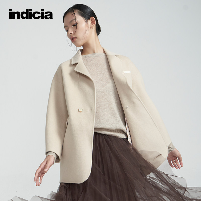 indicia 羊毛毛呢大衣西装领外套冬季商场同款女装3D110DY425