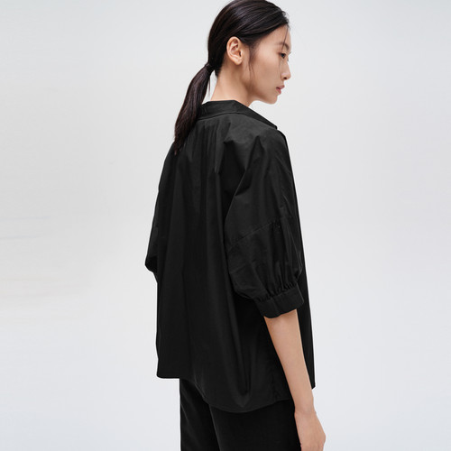 indicia标记商场同款女装夏款衬衣上衣蝙蝠袖短袖F2C4CS412N - 图3