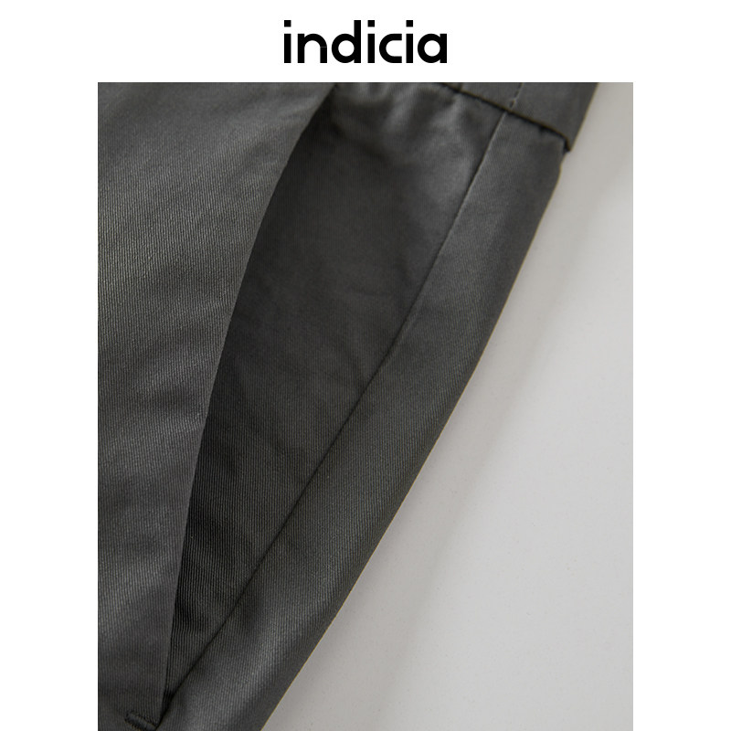 indicia标记纯棉休闲裤灰色直筒裤子夏季商场同款女装5B305KZ171
