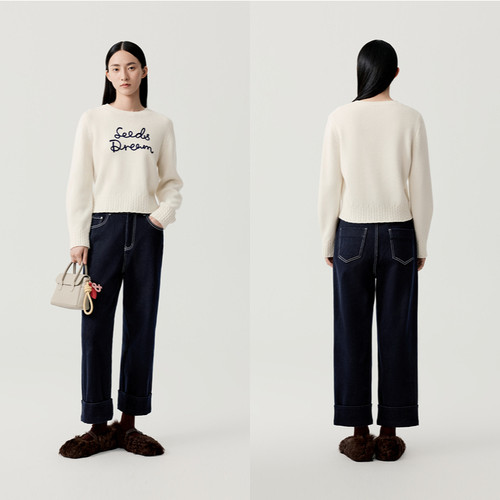 indicia标记商场同款2025秋冬新款女装直筒裤子牛仔裤F2D5NK535C - 图1