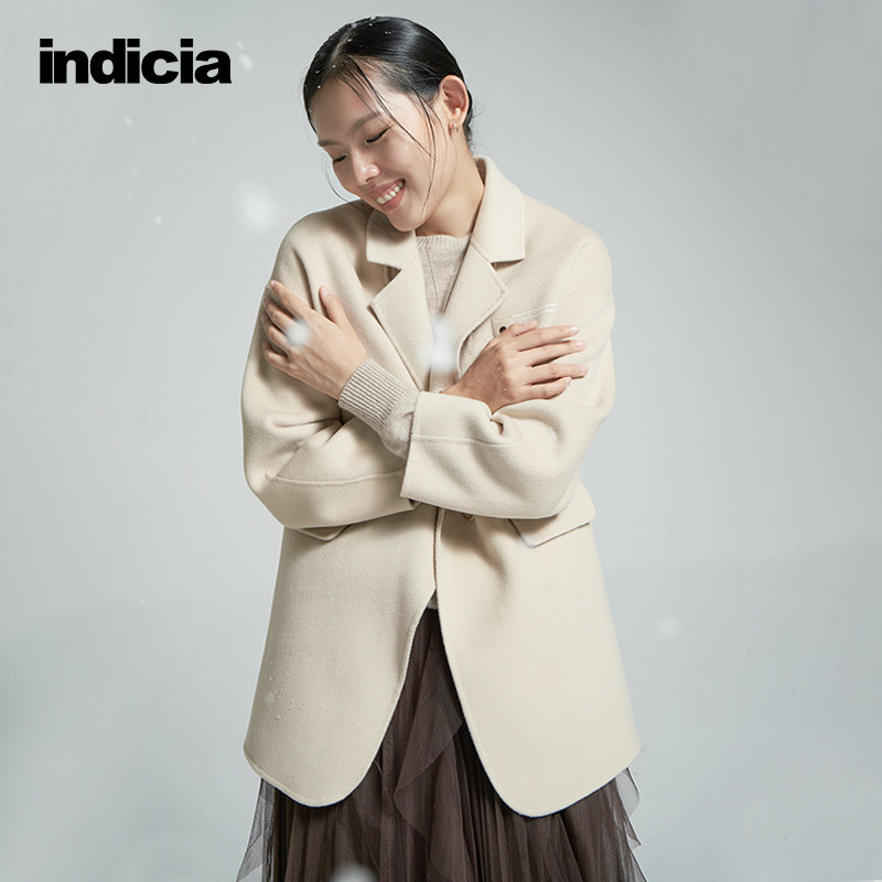 indicia 羊毛毛呢大衣西装领外套冬季商场同款女装3D110DY425