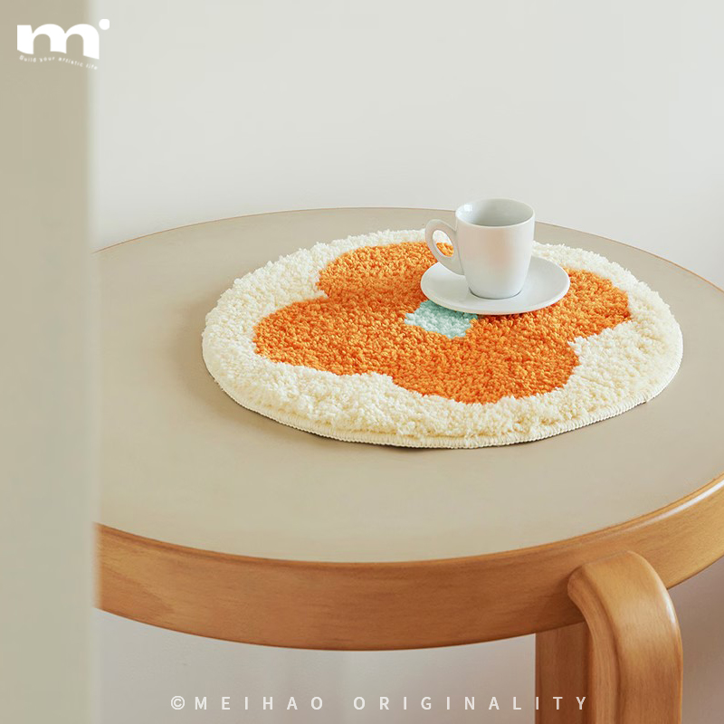 原创ins复古坐垫植绒椅垫簇绒地毯可机洗家用耐脏吸水杯垫沙发垫 - 图2