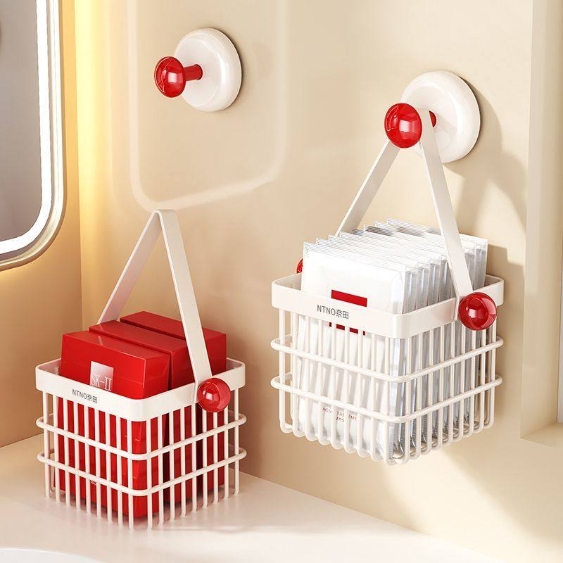 奈田废弃洗脸巾收纳盒壁挂式洗手台化妆品收纳架免打孔卫浴置物架,淘宝优惠券,粉丝福利购,淘宝优惠卷