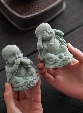 龙器卡通小和尚茶桌青砂石