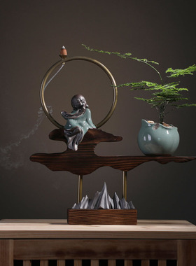 禅意新中式风客厅玄关薰炉工艺品