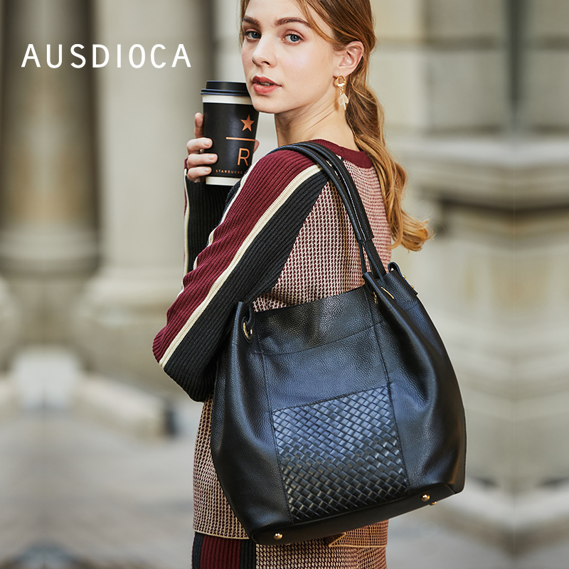 女包大容量托特包软皮水桶包女2025新款时尚单肩斜挎包真皮手提包 - 图2