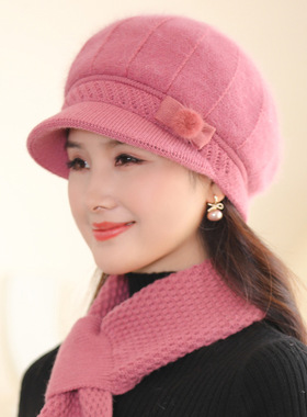 中年妈妈帽子女冬季加绒保暖毛线帽中老年人奶奶姥姥老人棉帽送礼
