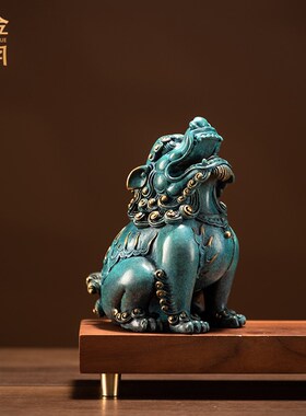 优选《朝天吼》铜金m岁月黄铜摆件工艺品铜器新中式书房办公室桌