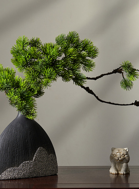 优选新中式禅意摆件客厅玄关家居饰品创意陶瓷花瓶U书房茶室博古