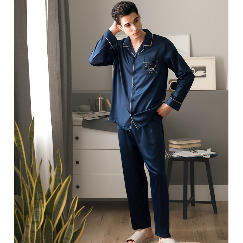 芬腾冰丝男秋季长袖开衫青年睡衣 芬腾outlets店睡衣/家居服套装