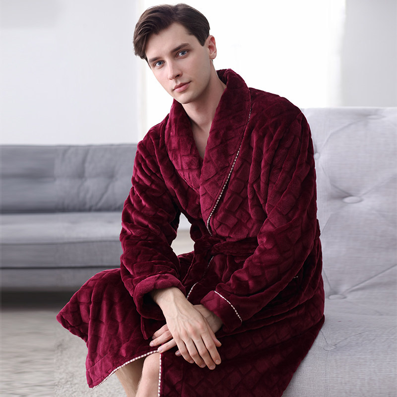 芬腾秋冬季清仓男士珊瑚绒青年睡袍 芬腾outlets店睡袍/浴袍