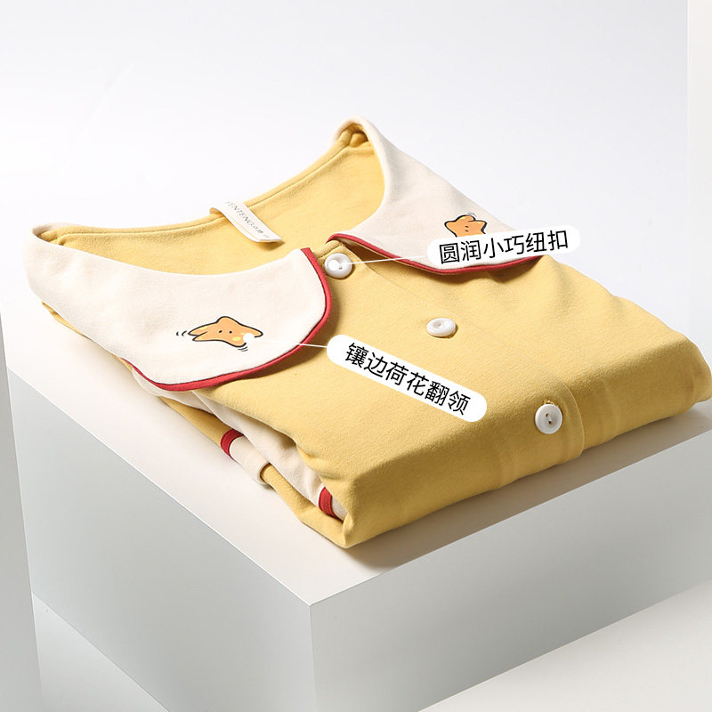 芬腾春秋季长袖睡裙纯棉韩版连衣裙 芬腾outlets店睡裙