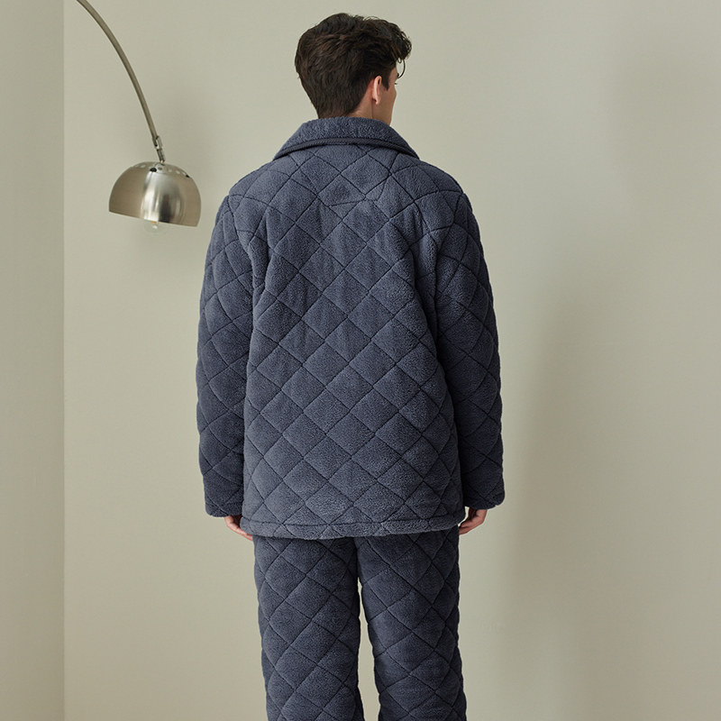 芬腾珊瑚绒夹棉睡衣男士冬季三层加厚保暖法兰绒抗静电家居服套装,淘宝优惠券,粉丝福利购,淘宝优惠卷