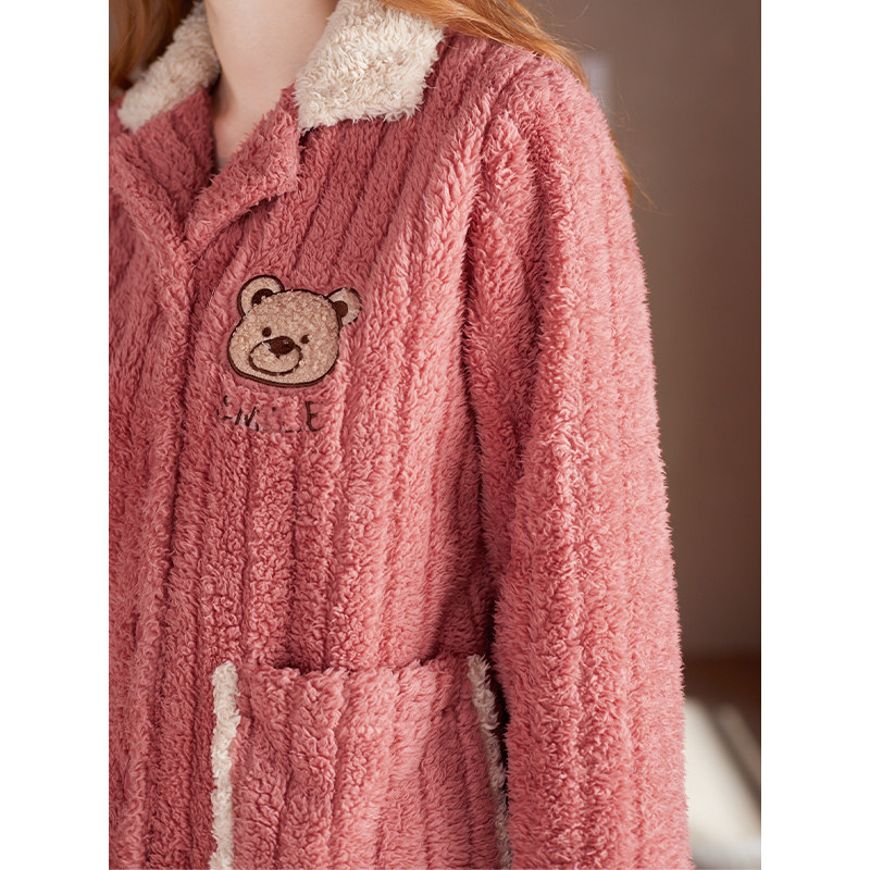 芬腾秋冬季开衫北极绒珊瑚绒睡衣 芬腾outlets店睡衣/家居服套装